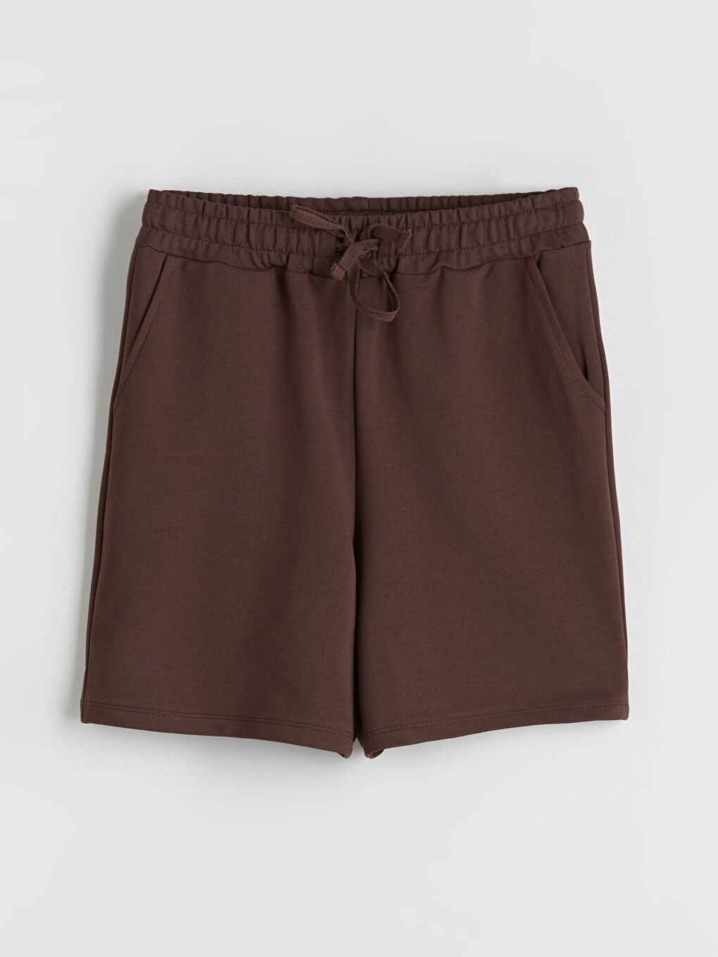 Kahverengi Beli Lastikli Kadın Şort-4