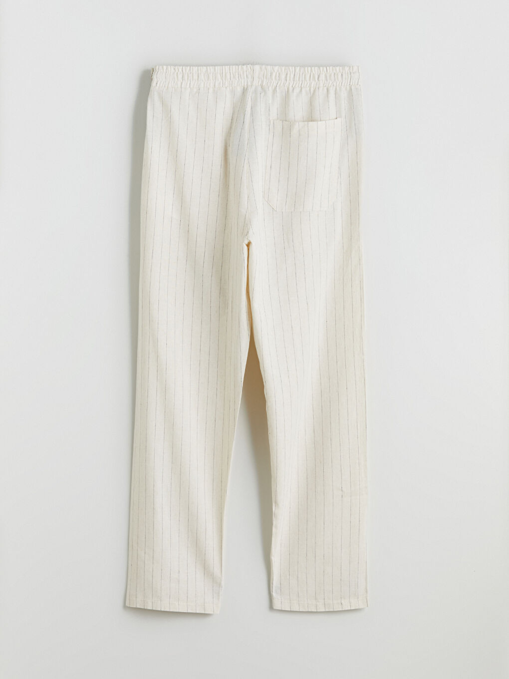 Ekru Rahat Kalıp Keten Karışımlı Erkek Pantolon-9