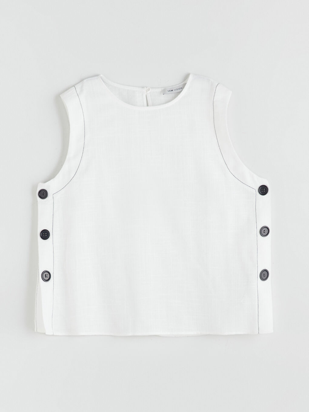 Ekru Bisiklet Yaka Düğmeli Bluz-4