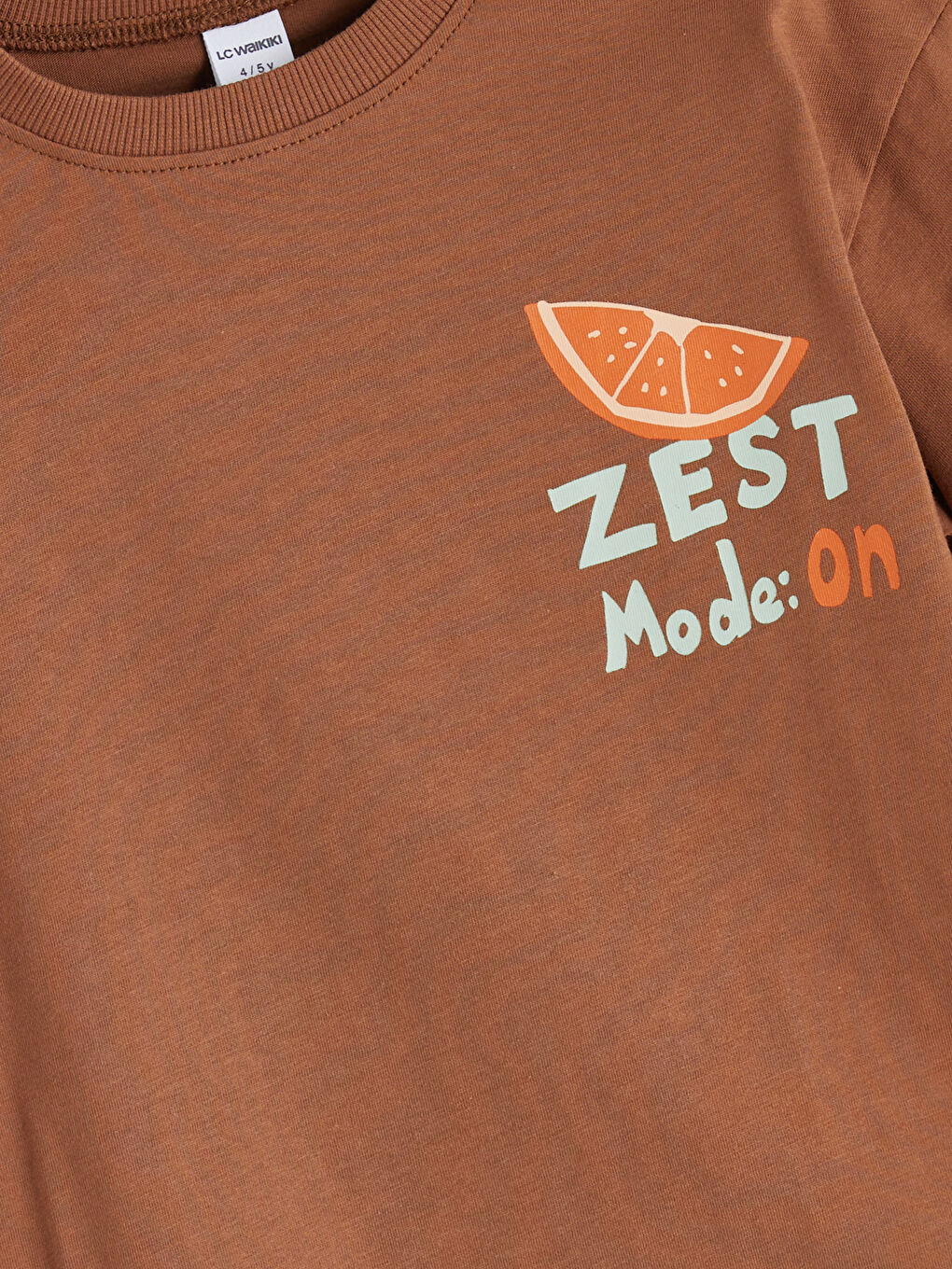 Kahverengi Bisiklet Yaka Baskılı Erkek Çocuk Tişört-6