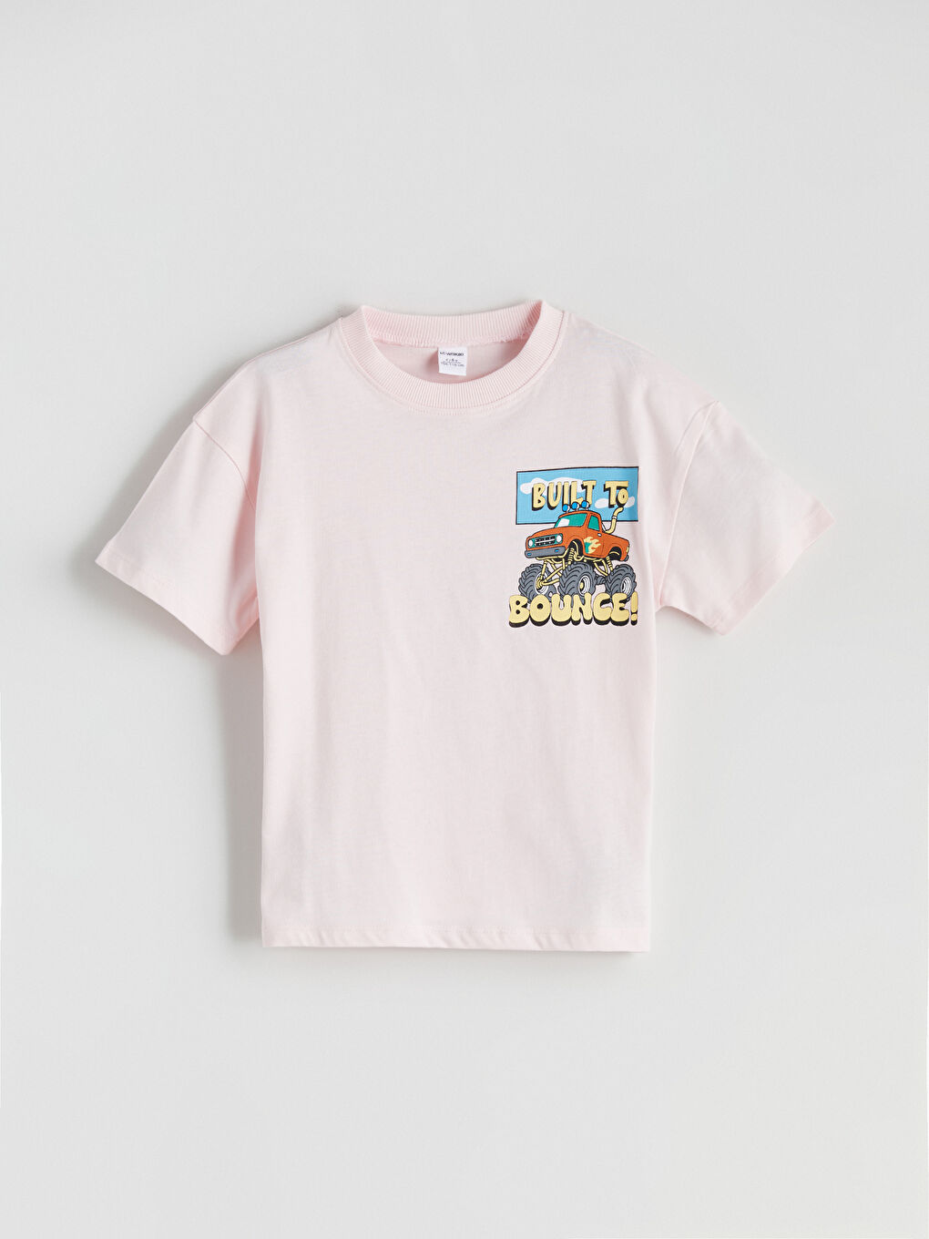 Pembe Bisiklet Yaka Baskılı Erkek Çocuk Tişört-1