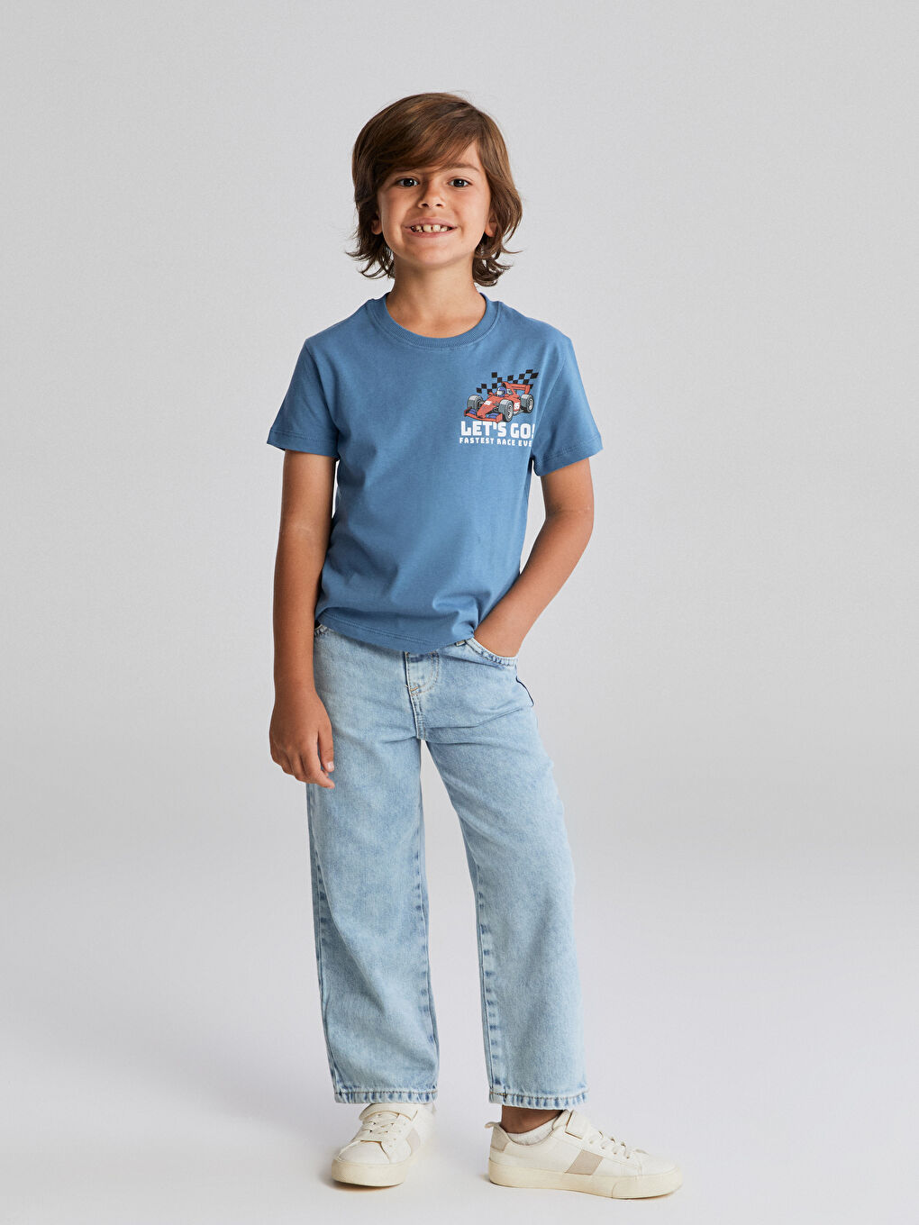 LCW Kids Crew Neck Car Printed Boys' T-Shirt -S5S420Z1-KBY