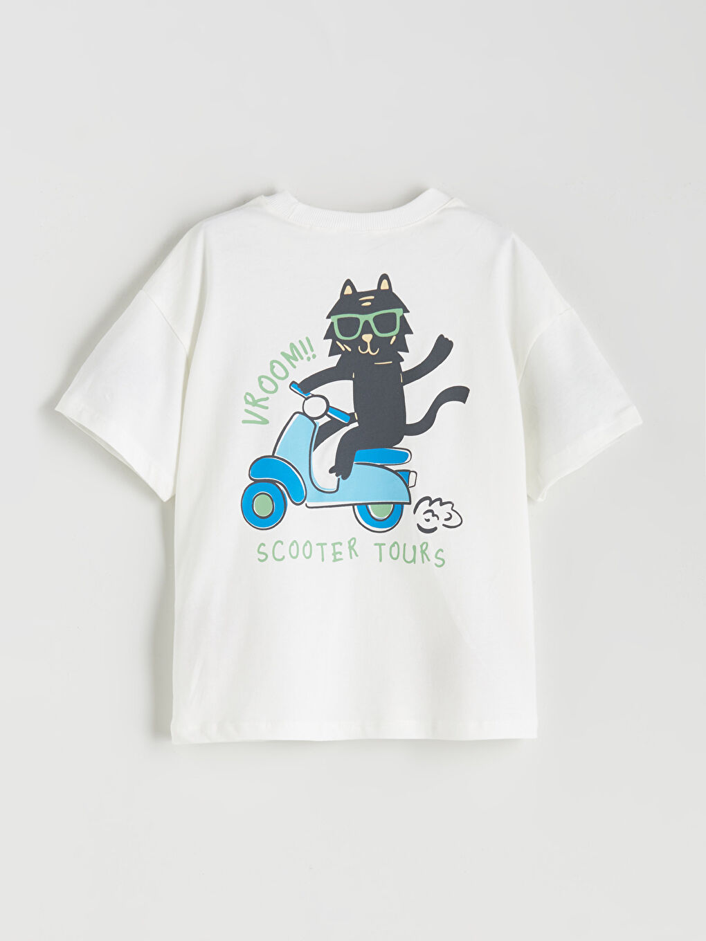 Ekru Bisiklet Yaka Baskılı Erkek Çocuk Tişört-5