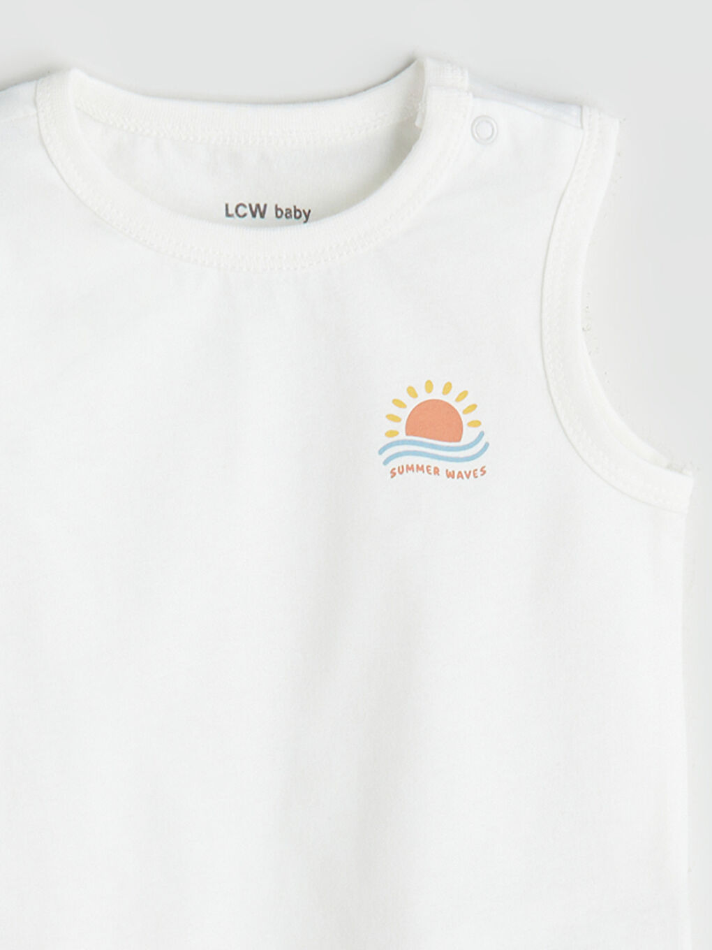 Ekru Bisiklet Yaka Baskılı Erkek Bebek Atlet 2'li-5