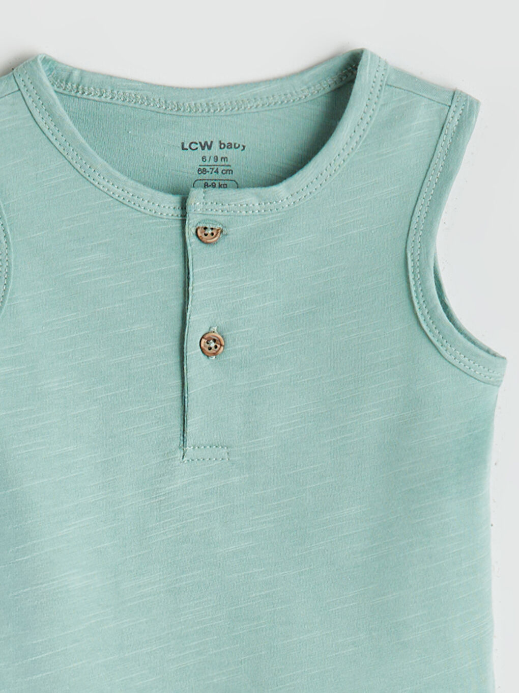 Ekru Bisiklet Yaka Baskılı Erkek Bebek Atlet 2'li-6