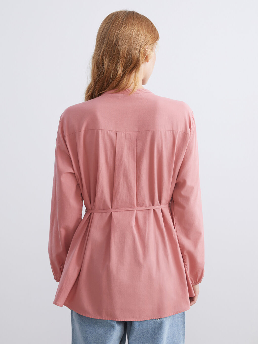 Pembe Kaçık Yaka Pileli Bluz-3