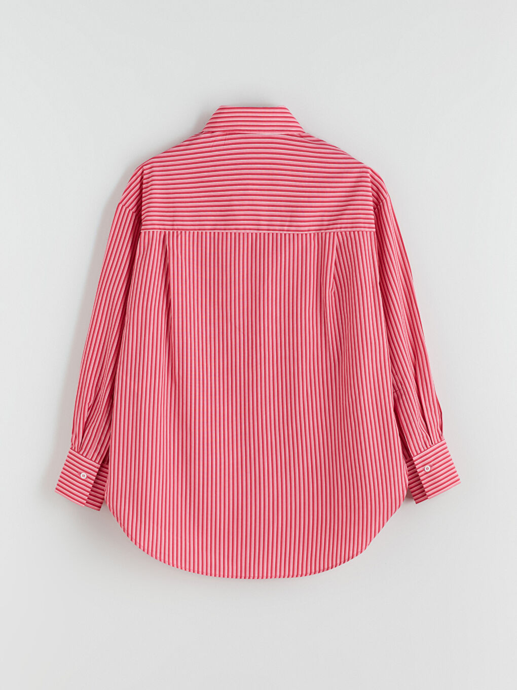 Kırmızı Çizgili Oversize Poplin Kadın Gömlek Tunik-5