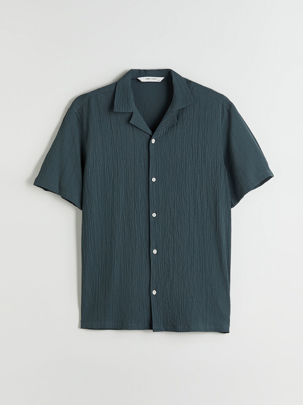 Petrol Regular Fit Resort Yaka Kısa Kollu Erkek Gömlek-4