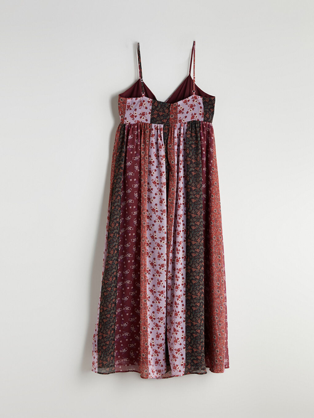 Karışık V Yaka Çiçekli Şifon Elbise-6