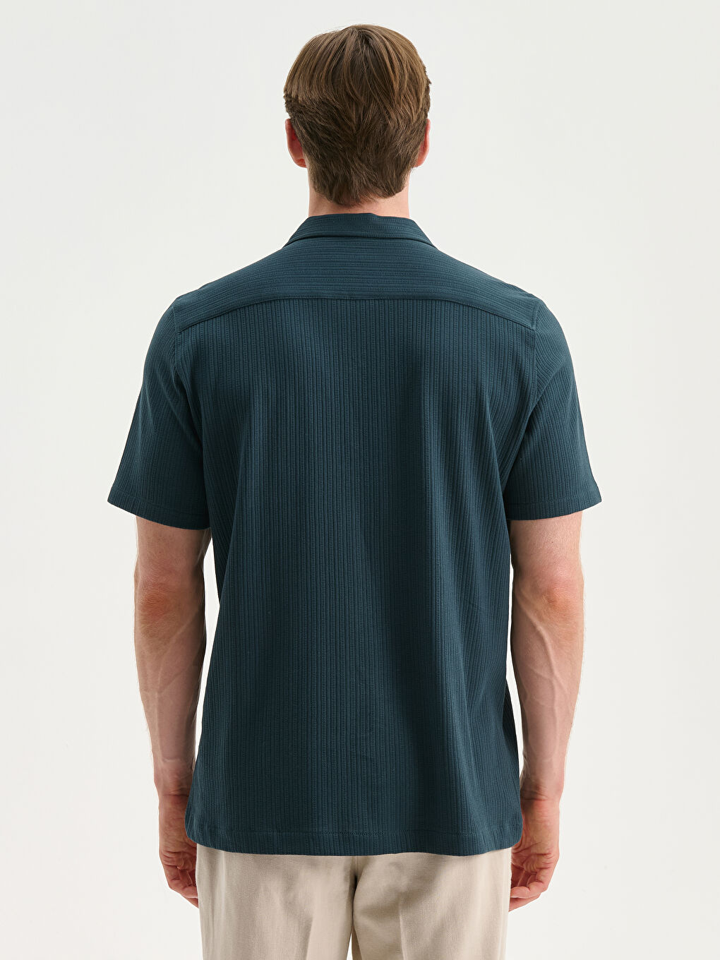 Petrol Regular Fit Resort Yaka Erkek Gömlek-3