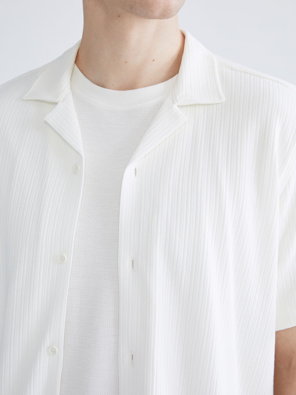 Ekru Regular Fit Resort Yaka Erkek Gömlek-2