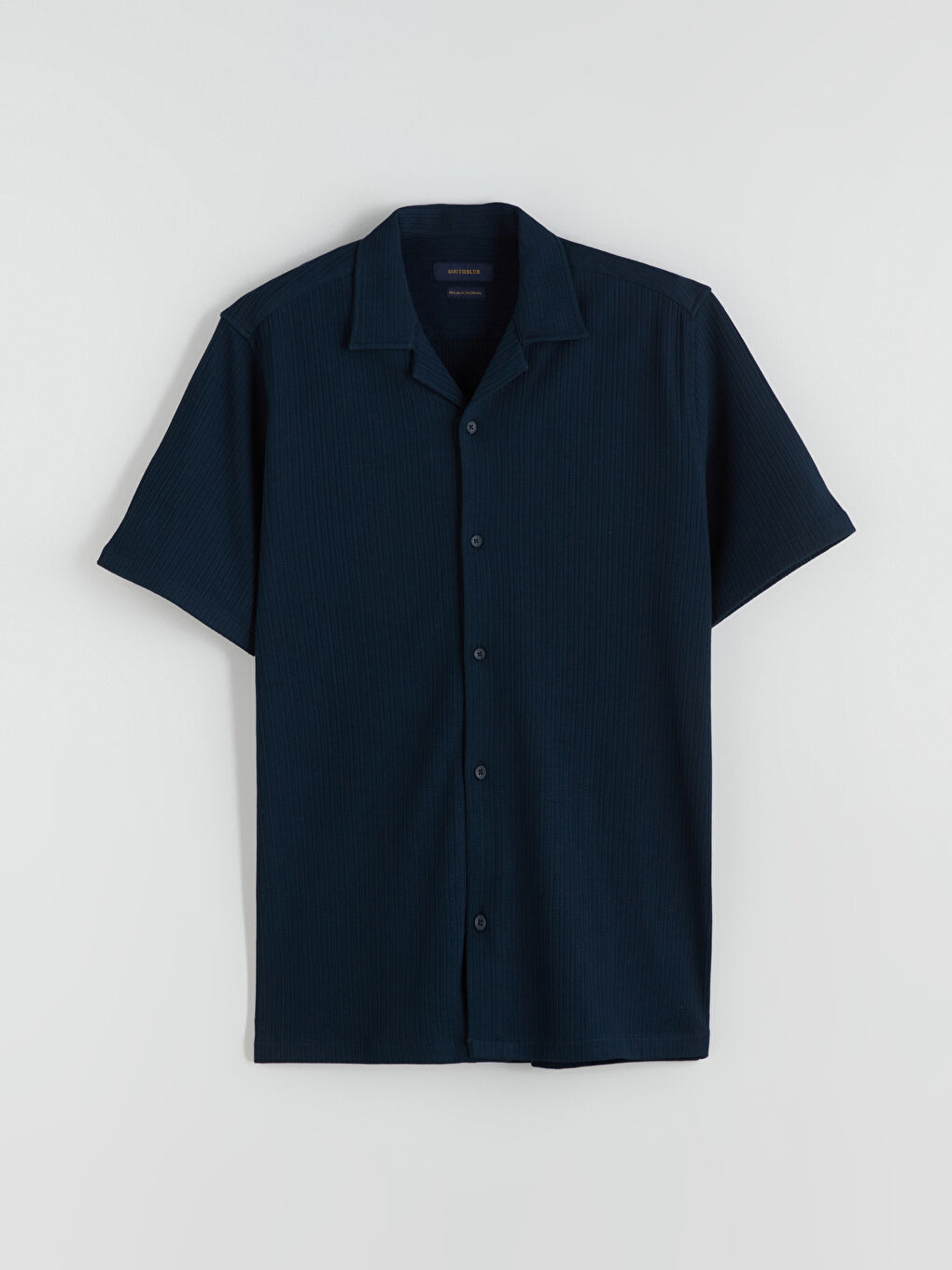 Lacivert Regular Fit Resort Yaka Erkek Gömlek-4