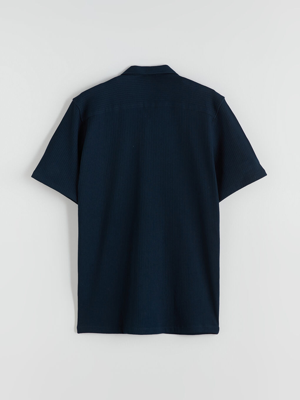 Lacivert Regular Fit Resort Yaka Erkek Gömlek-5