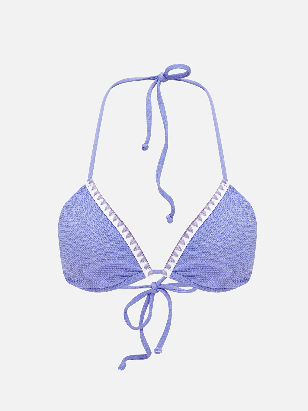 Lila Kadın Boyundan Bağlamalı Düz Bikini Üst