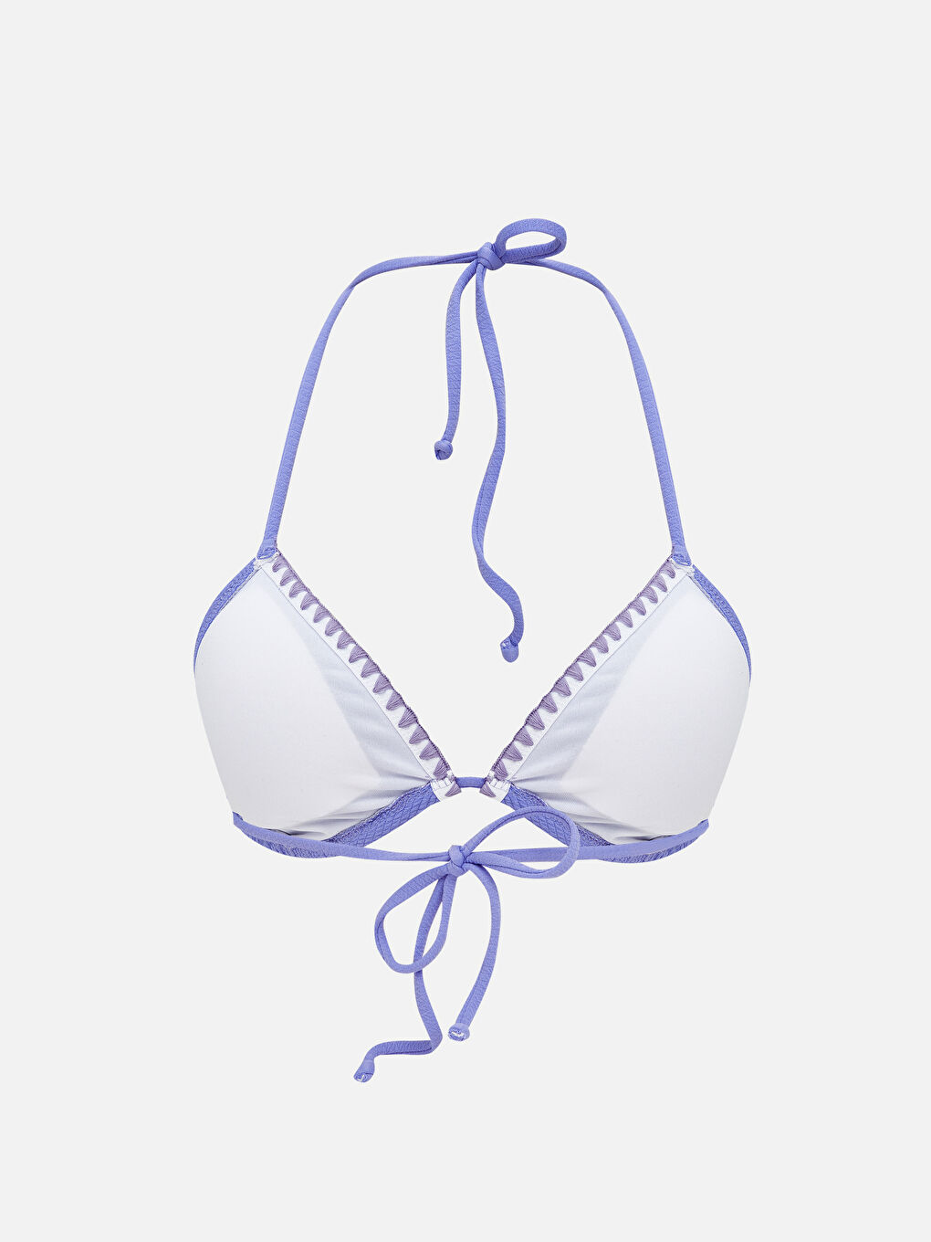 Lila Kadın Boyundan Bağlamalı Düz Bikini Üst-1
