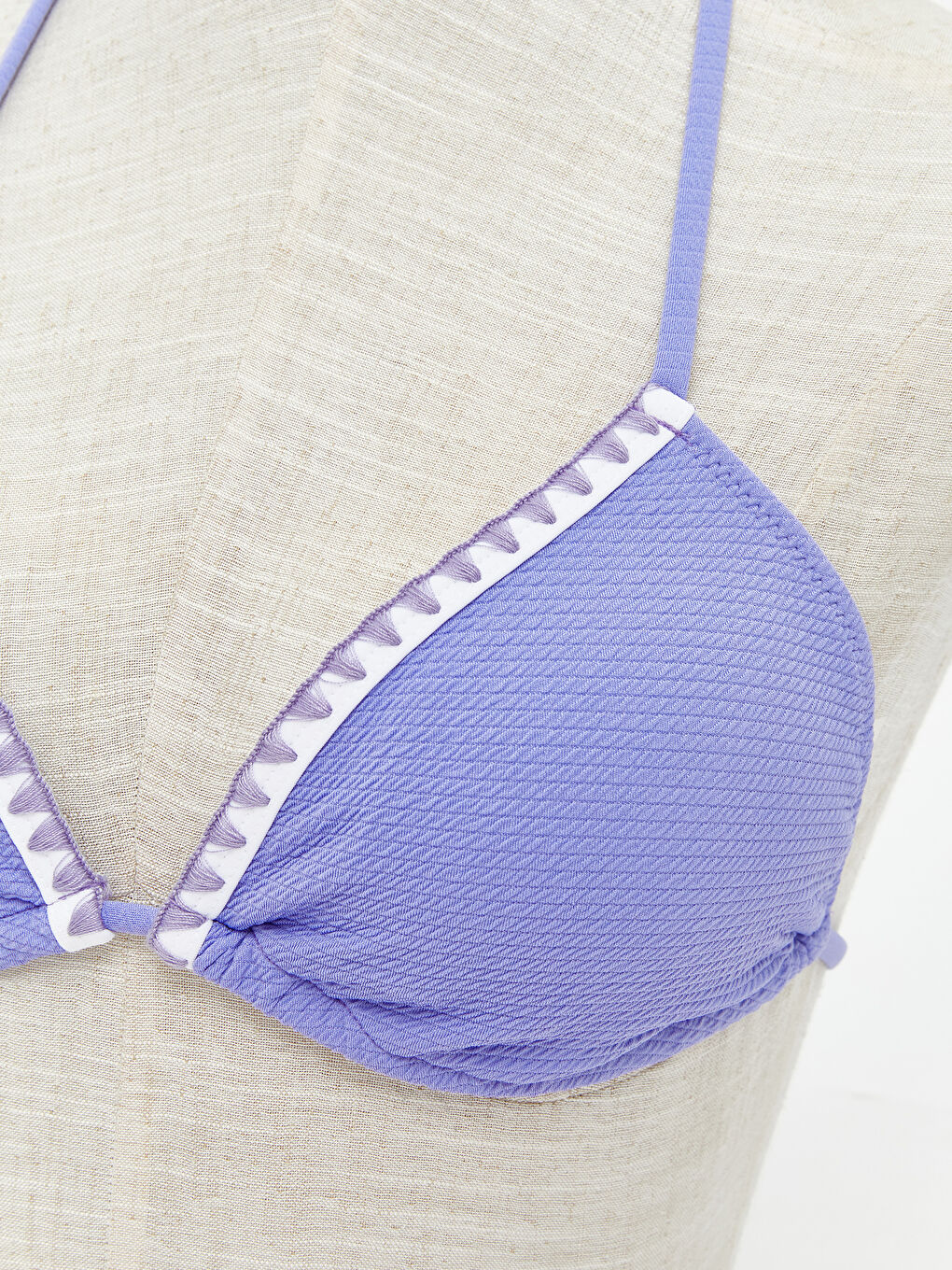 Lila Kadın Boyundan Bağlamalı Düz Bikini Üst-2