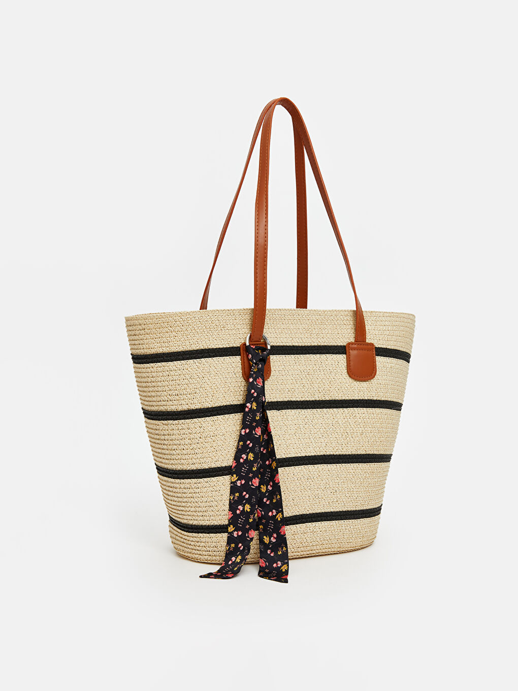 Bej Kadın Hasır Plaj Çantası-1