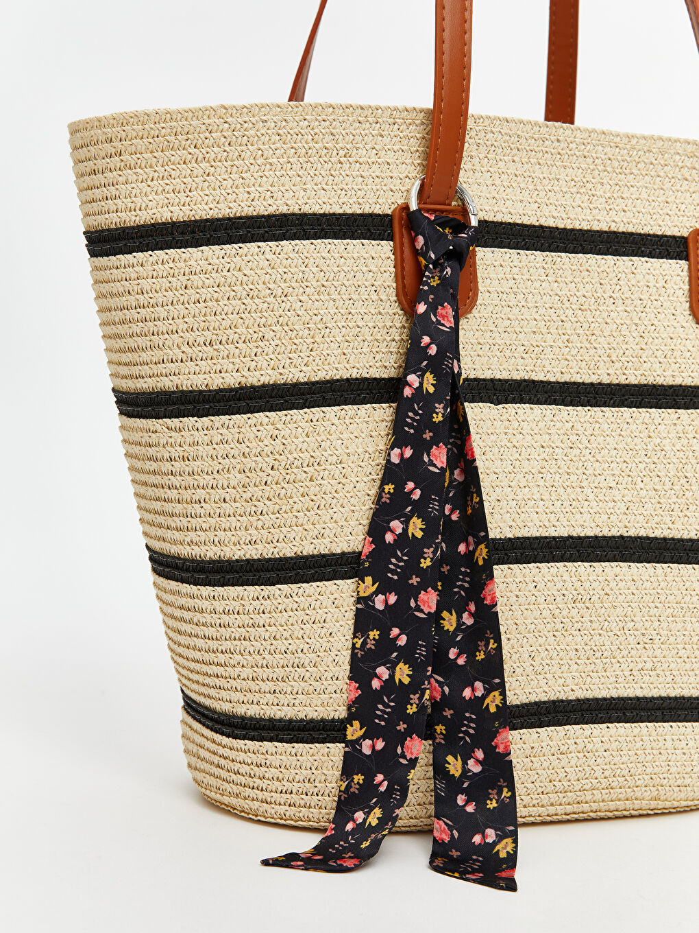 Bej Kadın Hasır Plaj Çantası-2