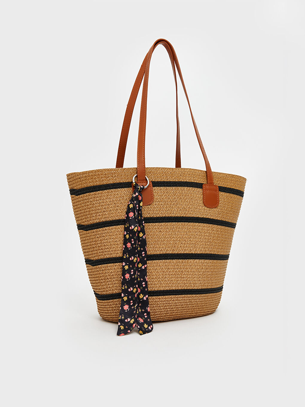 Bej Kadın Hasır Plaj Çantası-1