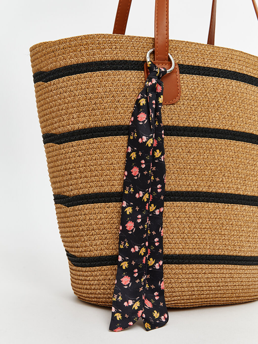 Bej Kadın Hasır Plaj Çantası-2