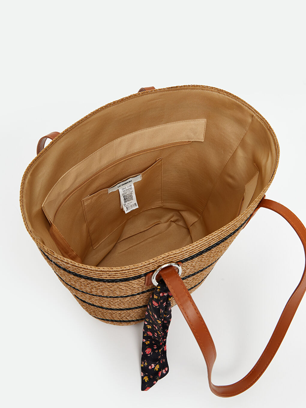 Bej Kadın Hasır Plaj Çantası-3