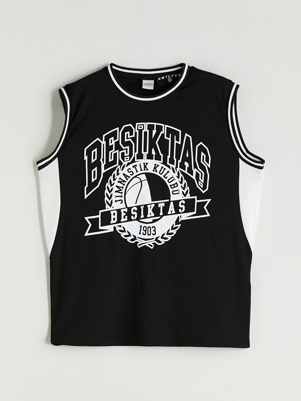 Siyah Bisiklet Yaka Beşiktaş Baskılı Erkek Çocuk Atlet ve Şort-1