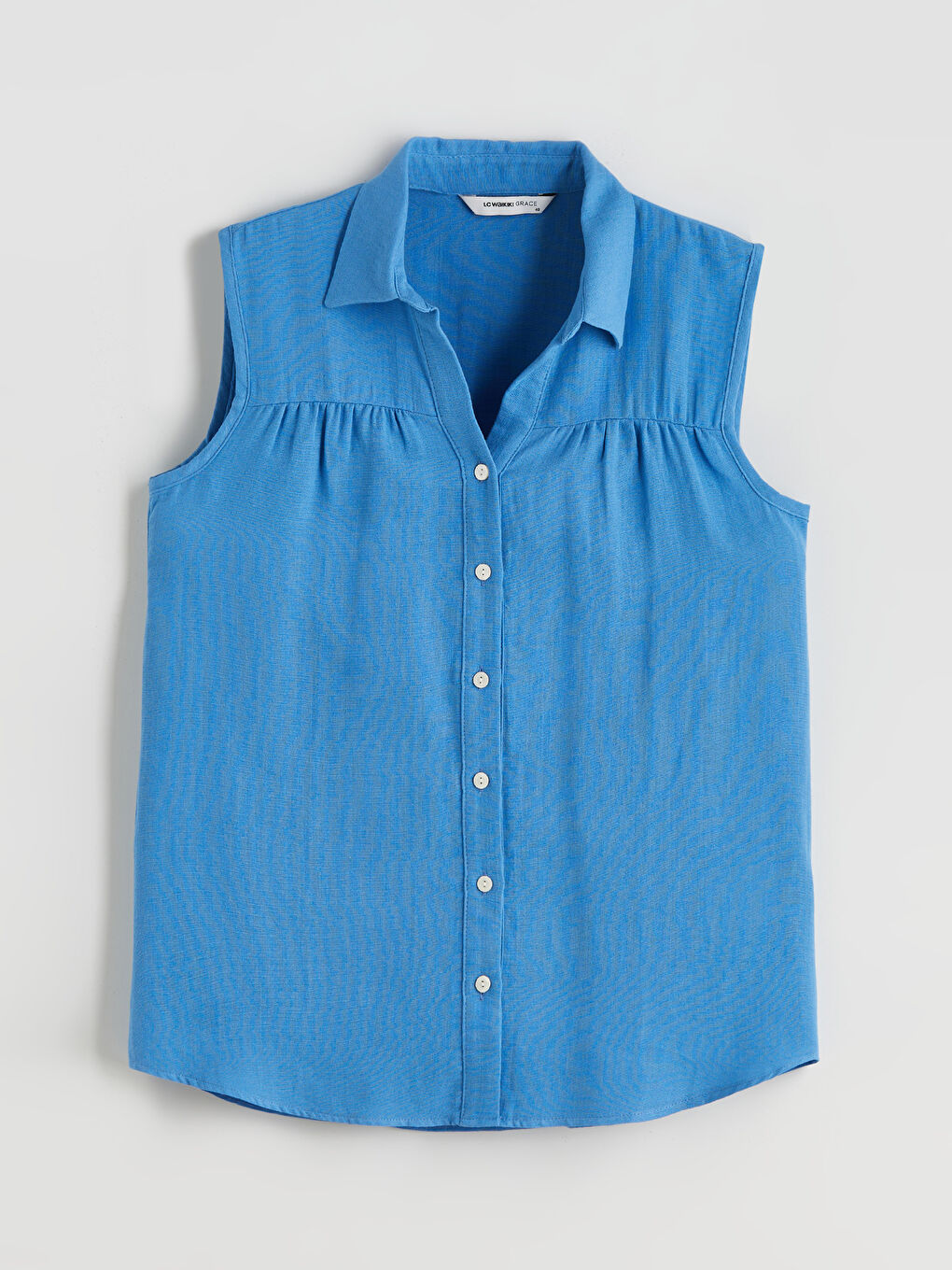 Mavi Müslin Kadın Gömlek-4