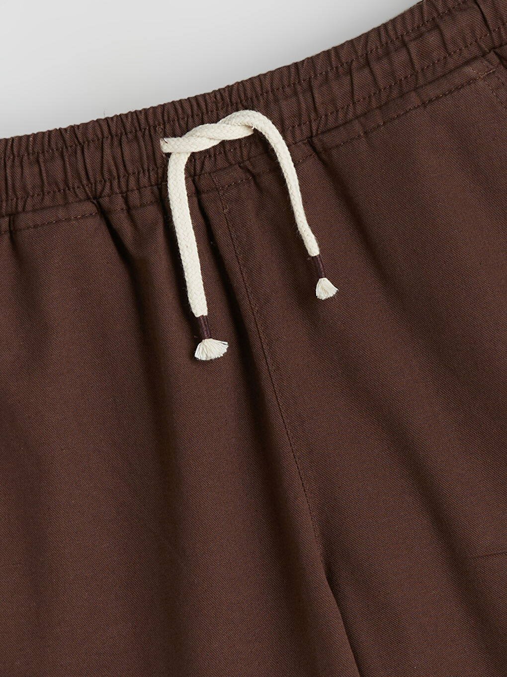 Kahverengi Beli Lastikli Keten Karışımlı Erkek Çocuk Şort-1