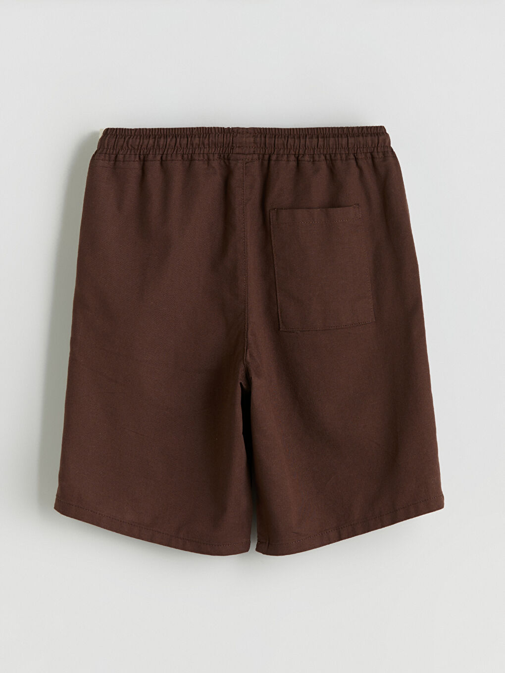 Kahverengi Beli Lastikli Keten Karışımlı Erkek Çocuk Şort-2