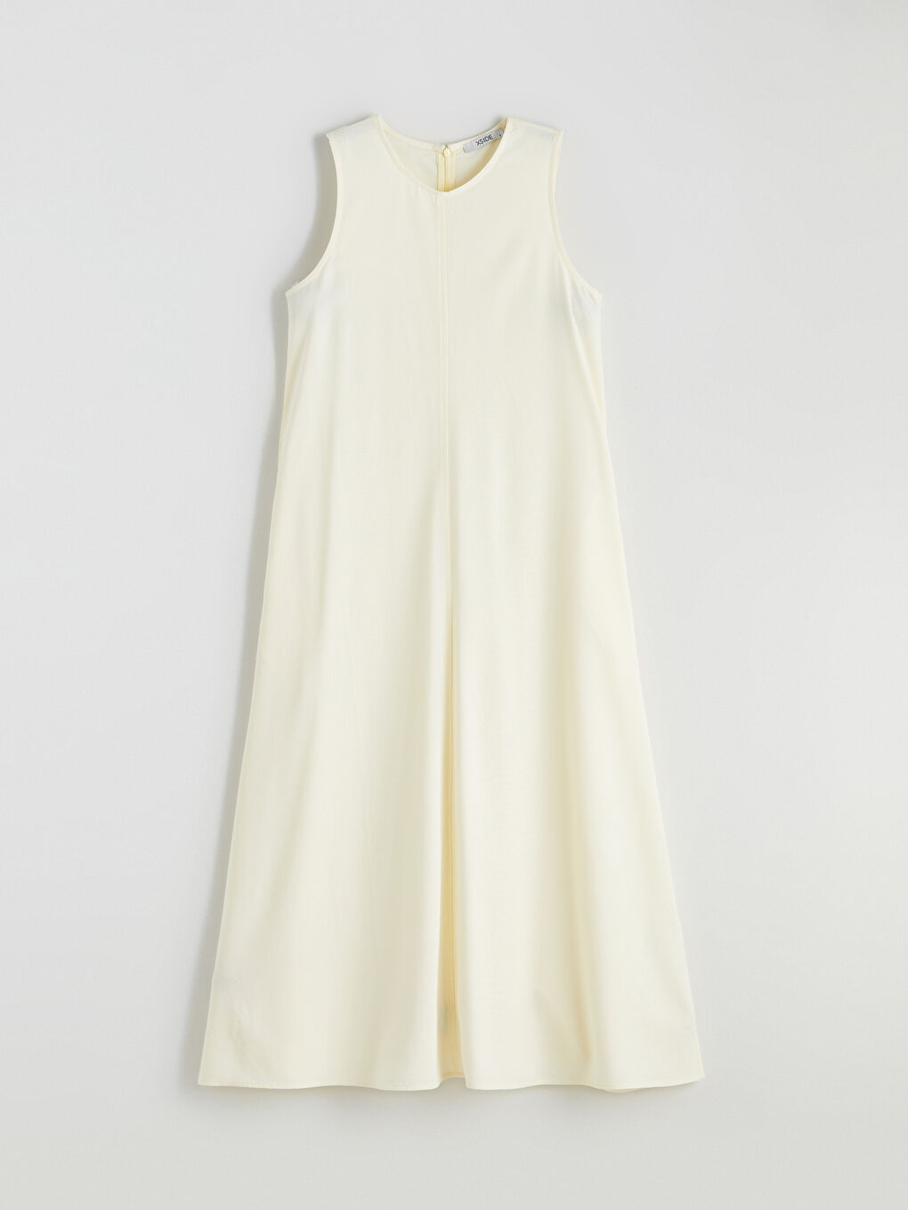 Sarı Bisiklet Yaka A Kesim Keten Karışımlı Elbise-4