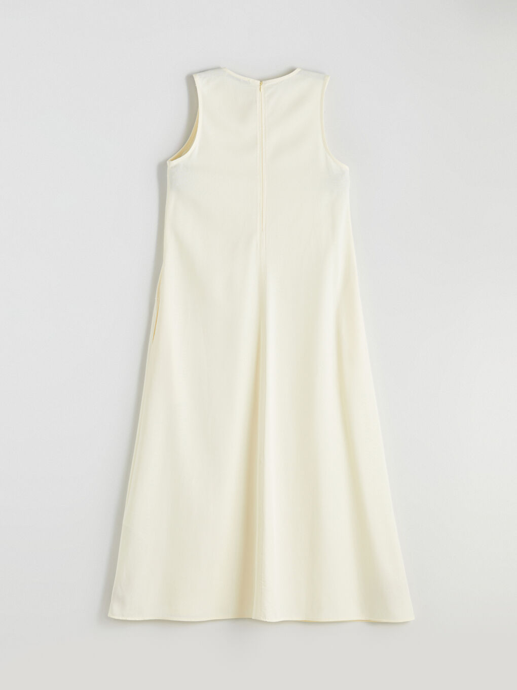 Sarı Bisiklet Yaka A Kesim Keten Karışımlı Elbise-5