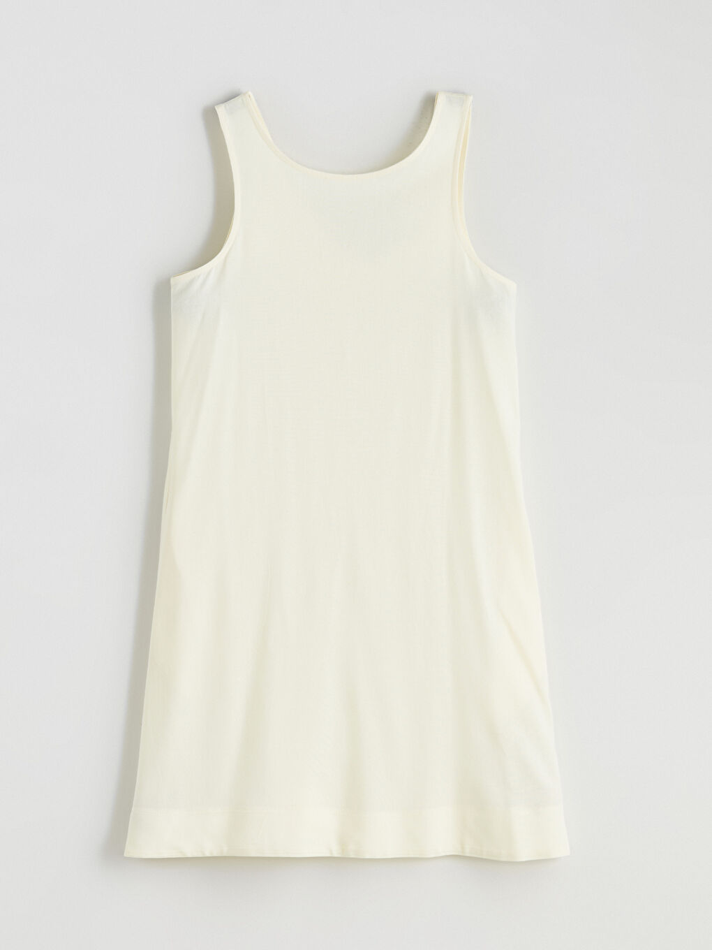 Sarı U Yaka A Kesim Keten Karışımlı Elbise-4