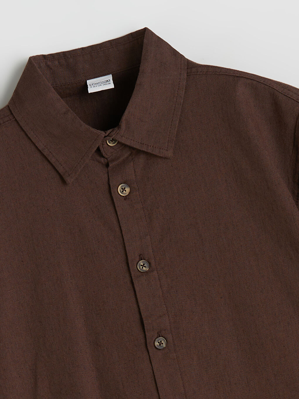 Kahverengi Keten Karışımlı Erkek Çocuk Gömlek-1