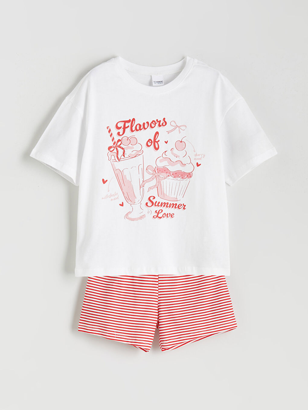 LCW Kids Crew Neck Girls' Shortie Pyjama Set -S5S493Z4-FFB
