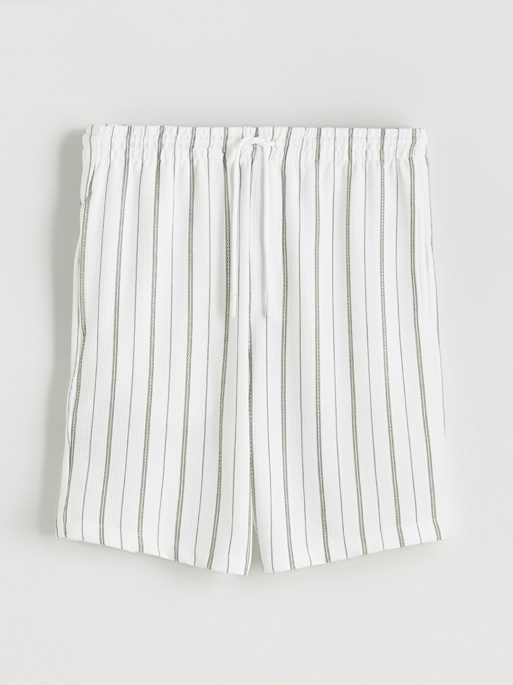 Yeşil Standart Kalıp Çizgili Erkek Şort-4