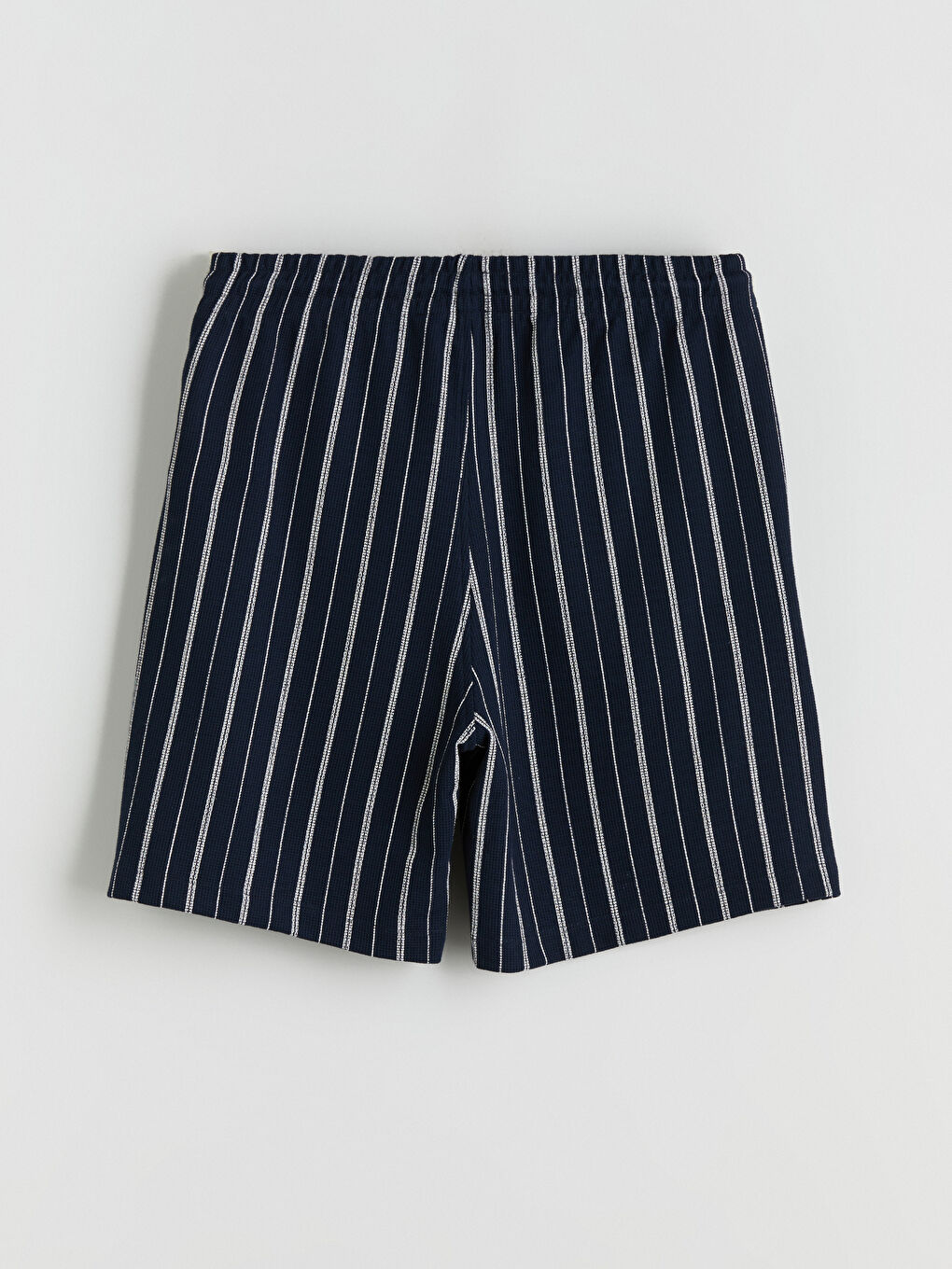 Lacivert Standart Kalıp Çizgili Erkek Şort-5