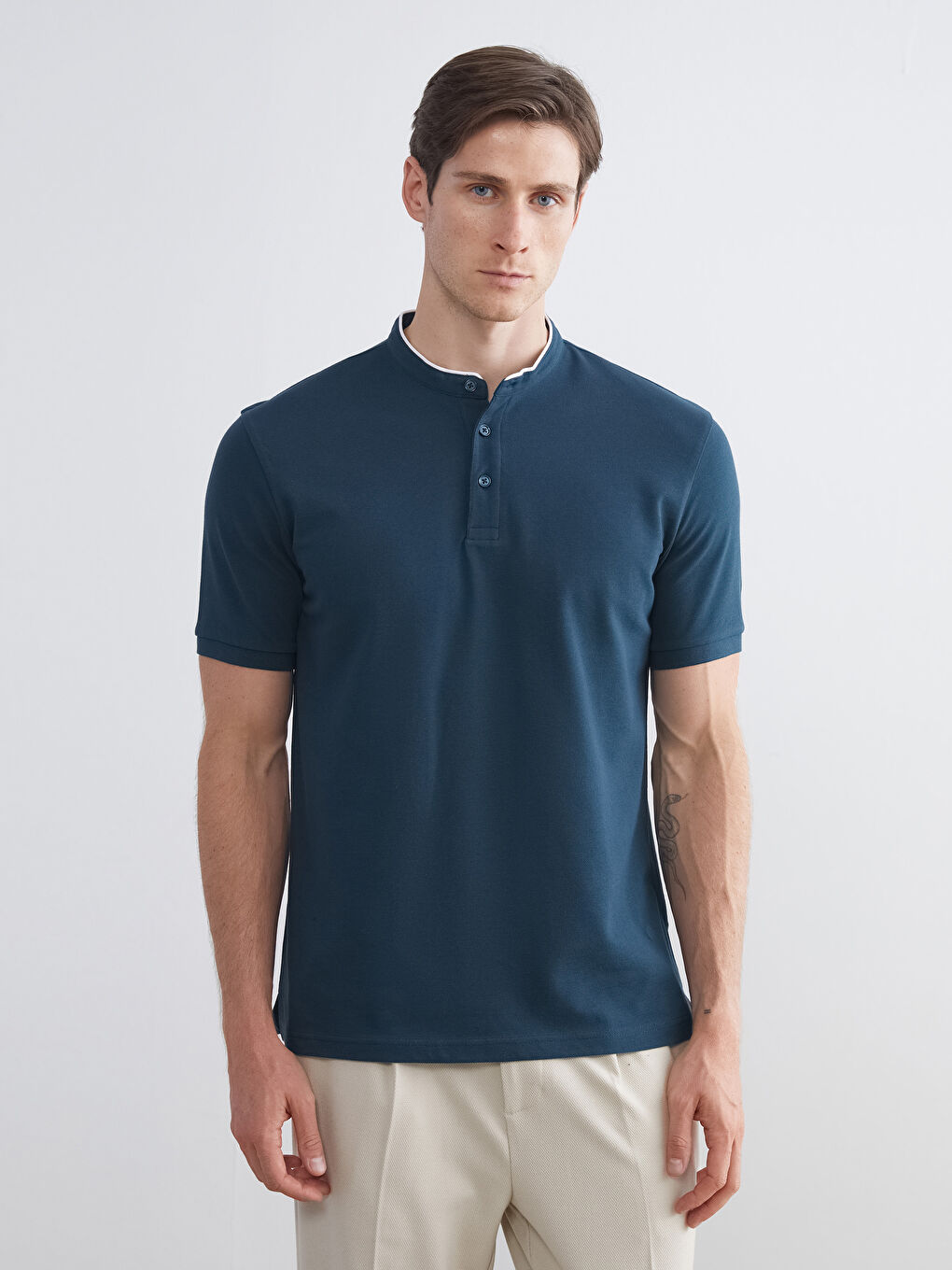 Petrol Hakim Yaka Pike Erkek Tişört