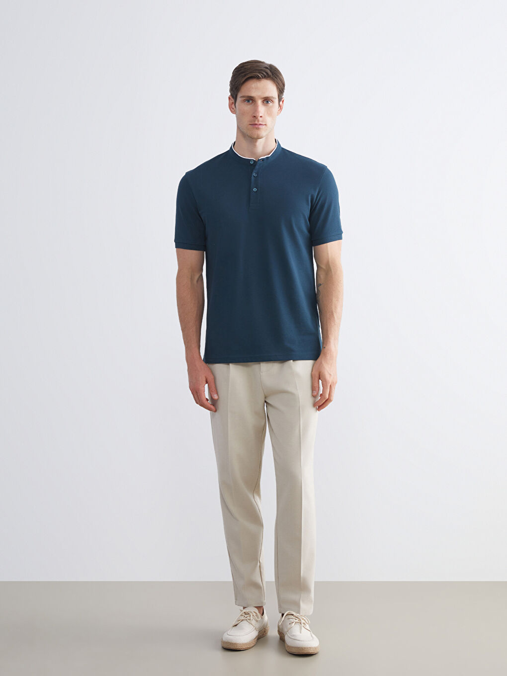 Petrol Hakim Yaka Pike Erkek Tişört-1