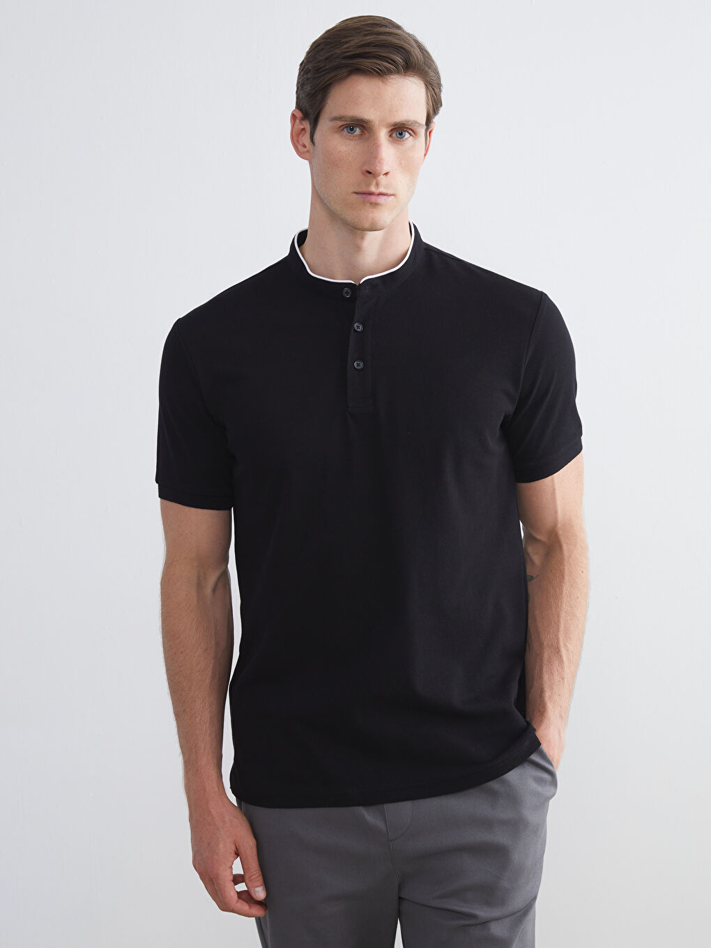 Grandad Collar Pique Men's T-Shirt