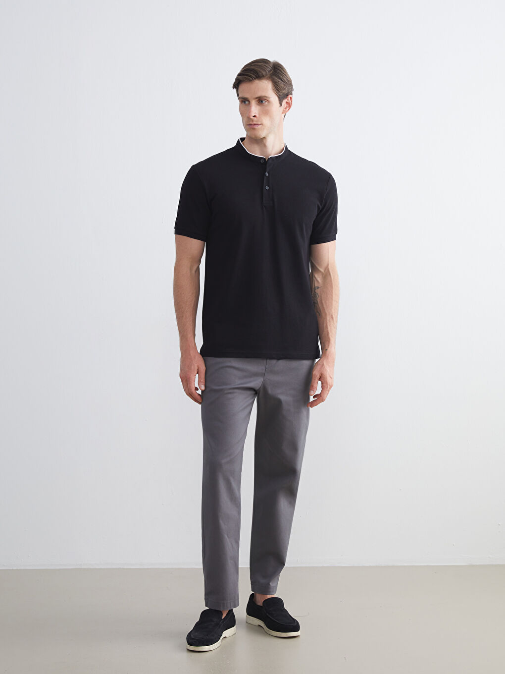 Grandad Collar Pique Men's T-Shirt-1