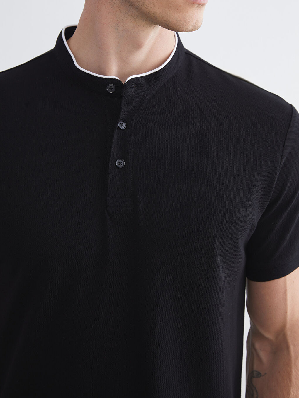 Grandad Collar Pique Men's T-Shirt-2