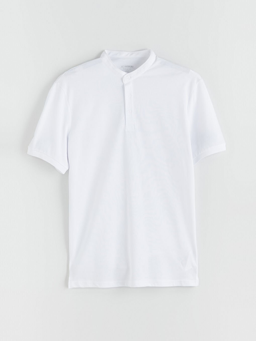 Beyaz Hakim Yaka Pike Erkek Tişört-5