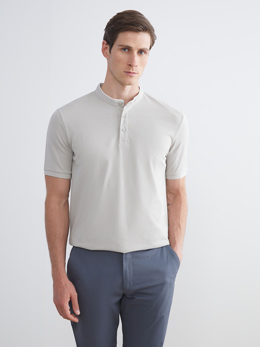 Grandad Collar Pique Men's T-Shirt