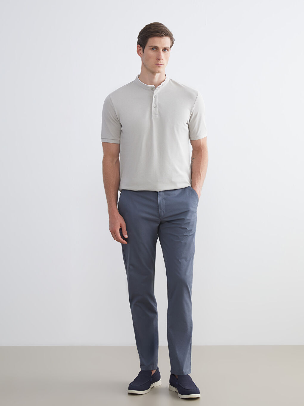 Grandad Collar Pique Men's T-Shirt-1