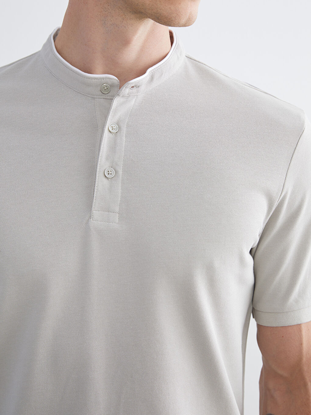 Grandad Collar Pique Men's T-Shirt-2