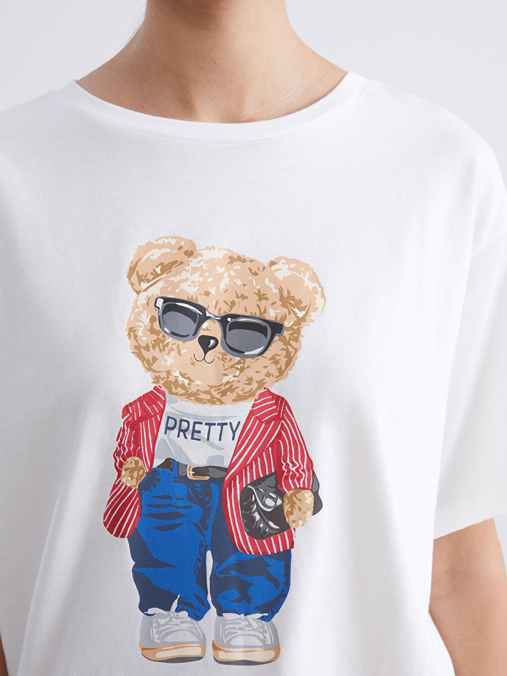 Kırmızı Ayı Teddy Baskılı Kadın Şortlu Pijama Takımı-2