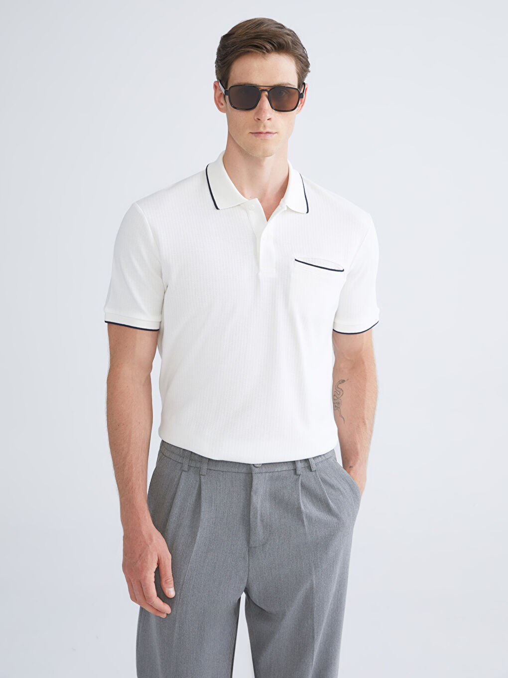 Ekru Polo Yaka Erkek Tişört