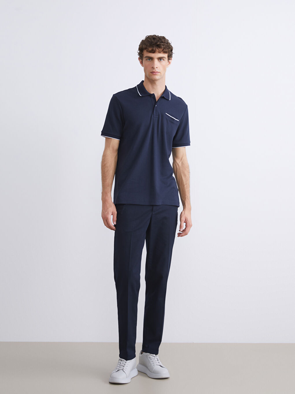 Lacivert Polo Yaka Erkek Tişört-1