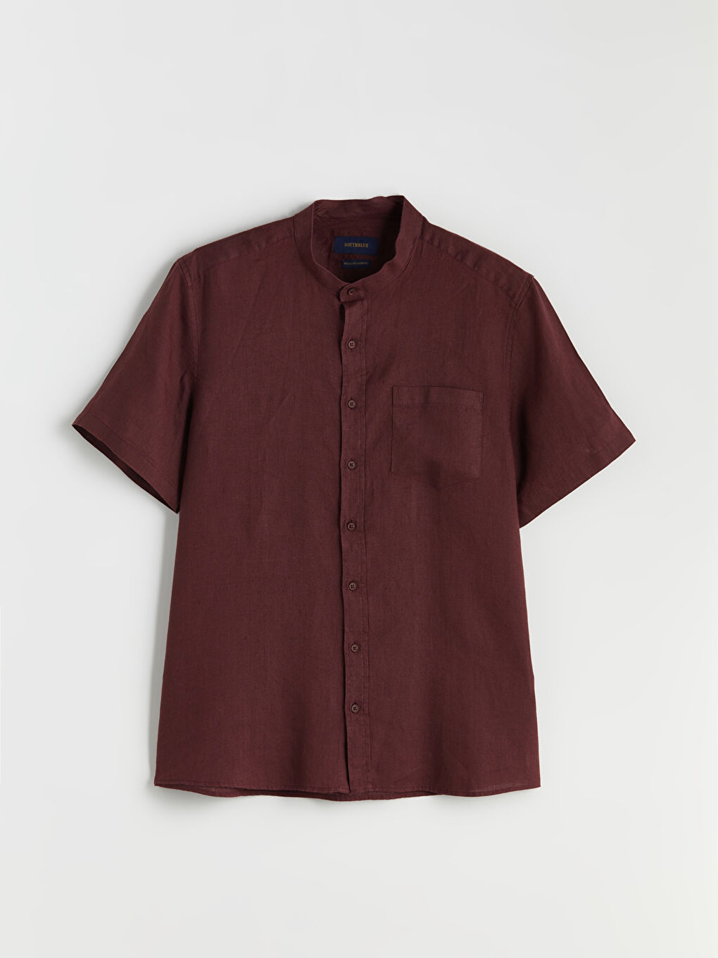 LC Waikiki Regular Fit Mandarin Collar Short Sleeve 100% Linen Men's Shirt -S5S528Z8-14F