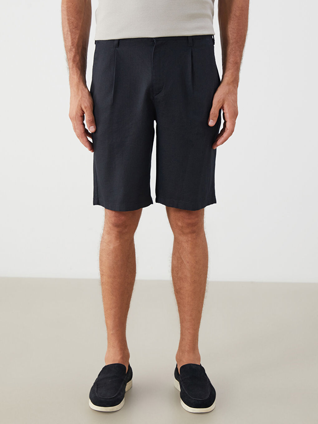 LCW Vision Standard Fit Linen Blend Men's Shorts -S5S534Z8-CVL